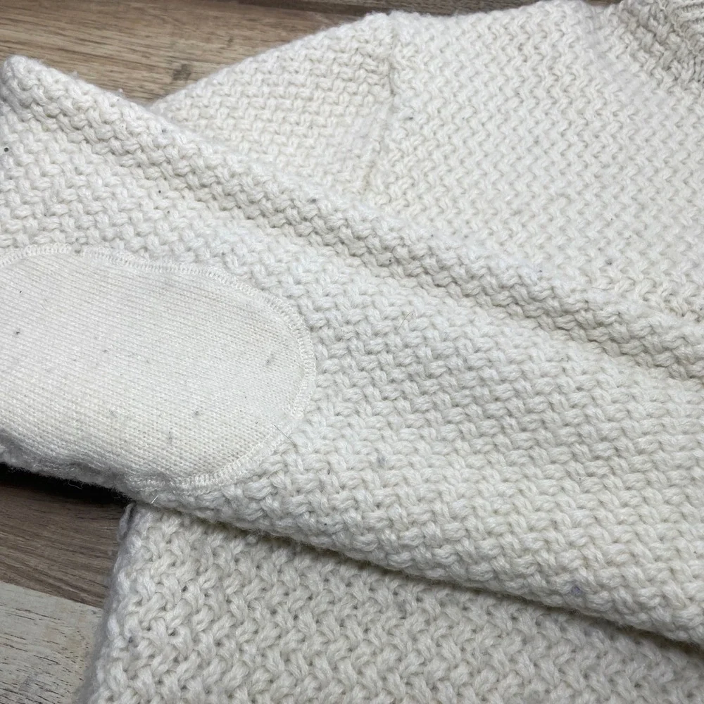 Schott Bros Wool Blend Mock Neck Button Sweater Cream Elbow Patches Men 2XL READ - Picture 8 of 10